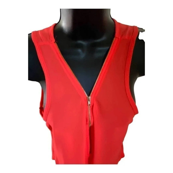 Windsor Womens Sleeveless Tank Top Zip Closure Size Med Light Weight Orange - Picture 6 of 12